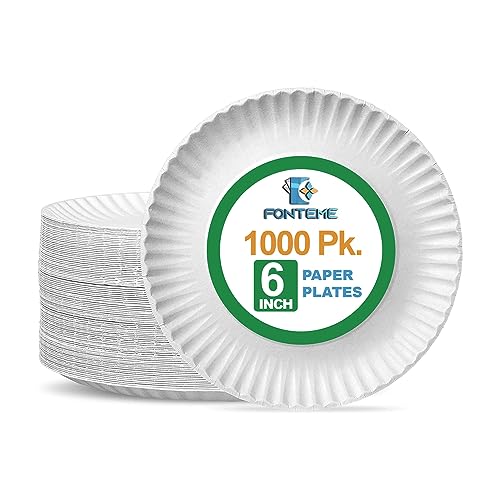 Paper Plates 6-inch Uncoated White Plates for Food Crafts 